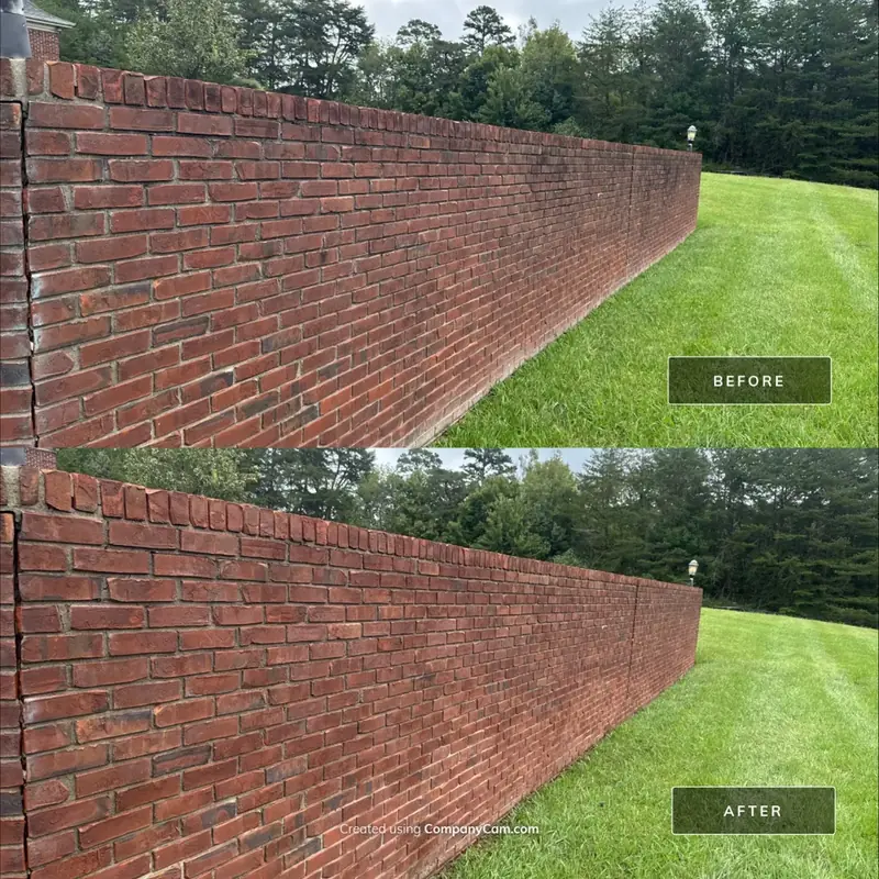 Brick wall before and after brick house washing